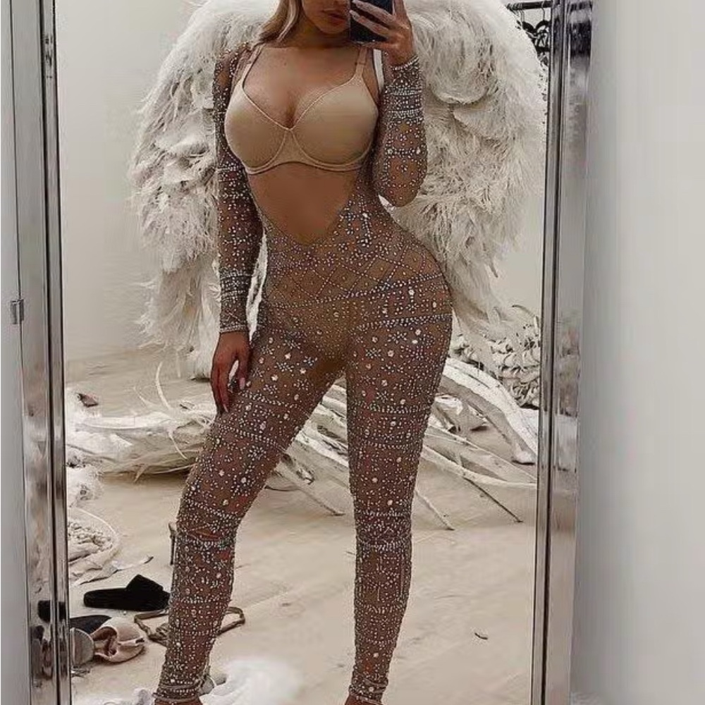 Sexy Crystal Jumpsuit two piece with bra.